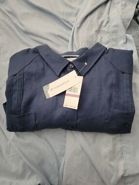 Cubavera Navy Blue Guayabera Shirt